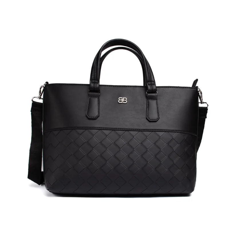 Bolsa Feminina Be Forever Transversal com Logo e Textura Média Preta - U