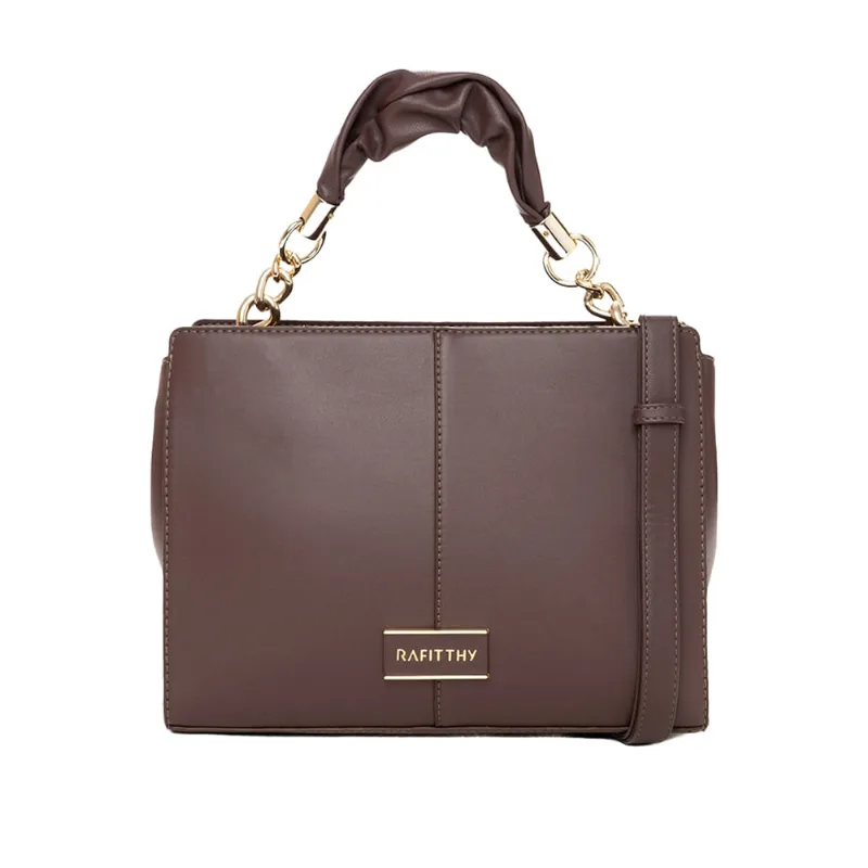 Bolsa Feminina Rafitthy Tote Média Textura Lisa Marrom - U