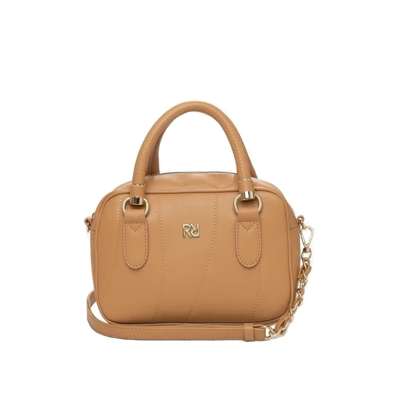 Bolsa Feminina Rafitthy Transversal Pequena Costuras e Logo Caramelo. - U