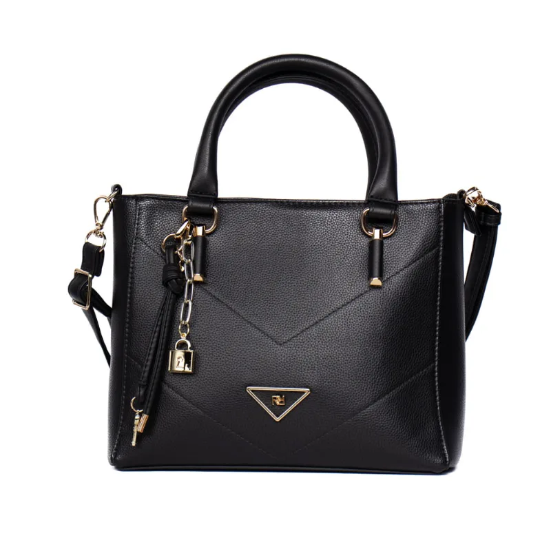 Bolsa Feminina Rafitthy Tote Média Costuras e Adereço Preto - U
