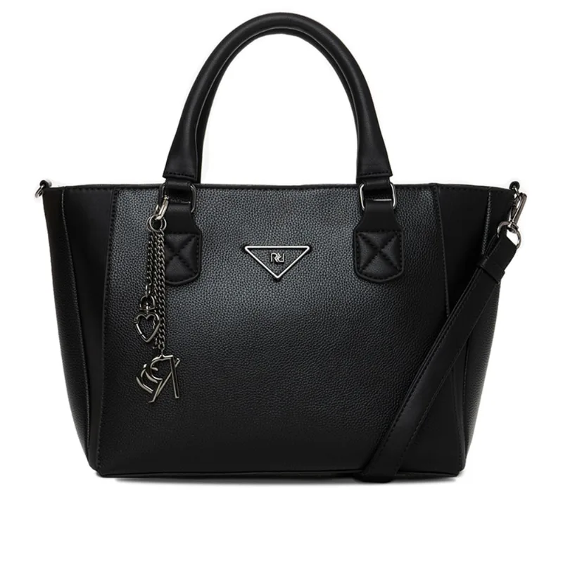 Bolsa Feminina Rafitthy Tote Média Craquelada Preta - U
