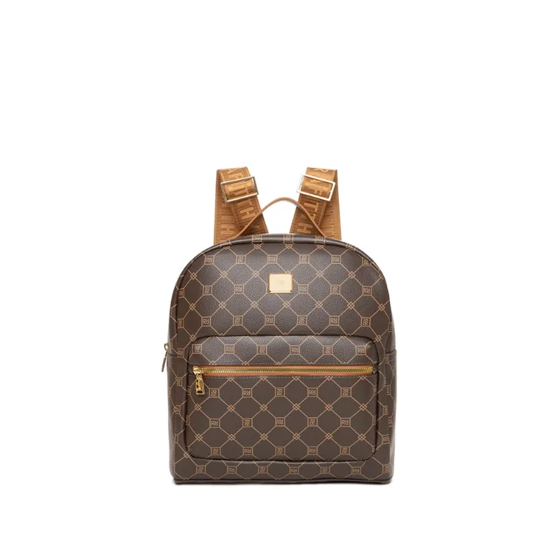 Mochila Feminina Rafitthy Grande Monograma Marrom - U