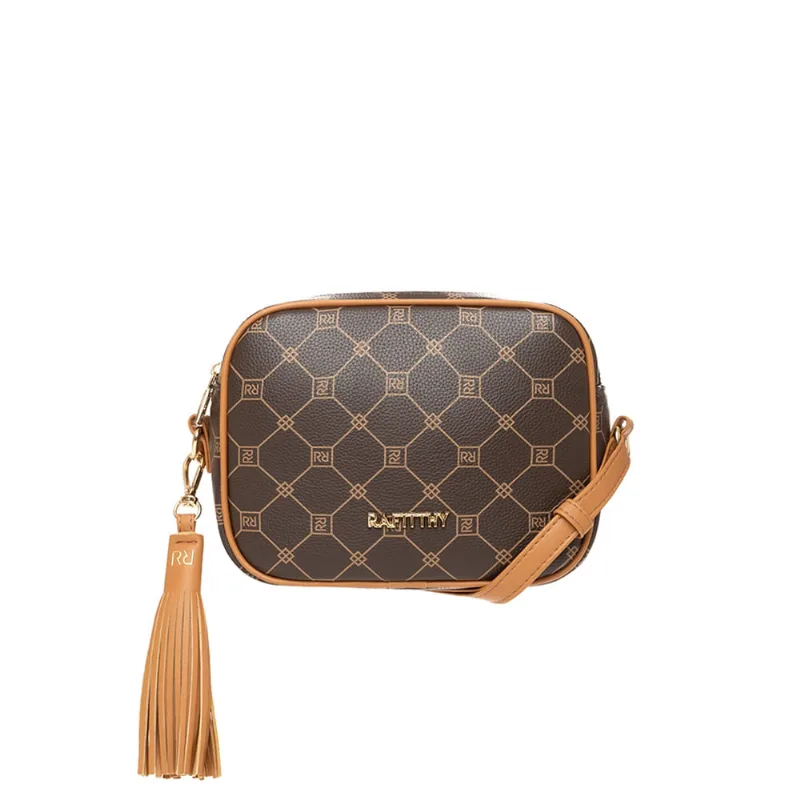 Bolsa Feminina Rafitthy Transversal Pequena Monograma Marrom - U