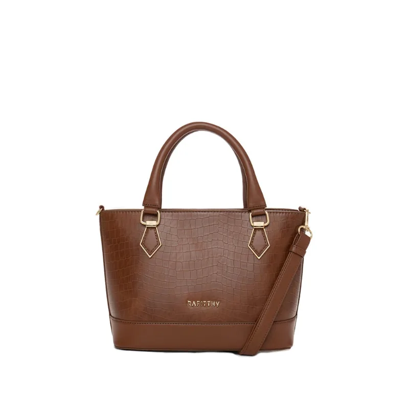 Bolsa Feminina Rafitthy Croco Transversal de Mão Caramelo - U