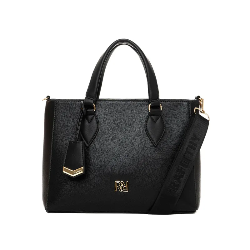 Bolsa Feminina Rafitthy Tote Média com Adereço Decorativo Preto - U