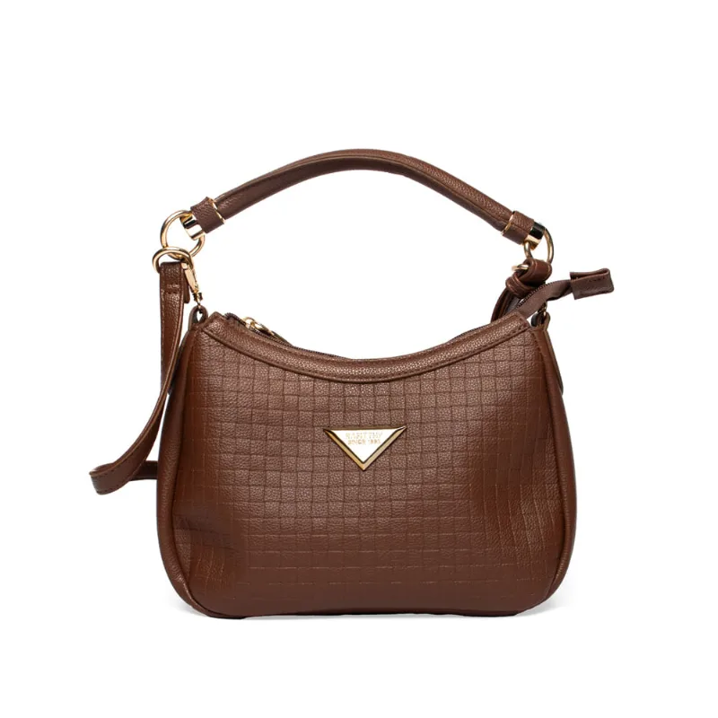 Bolsa Feminina Rafitthy Transversal Pequena Texturizada Marrom - U