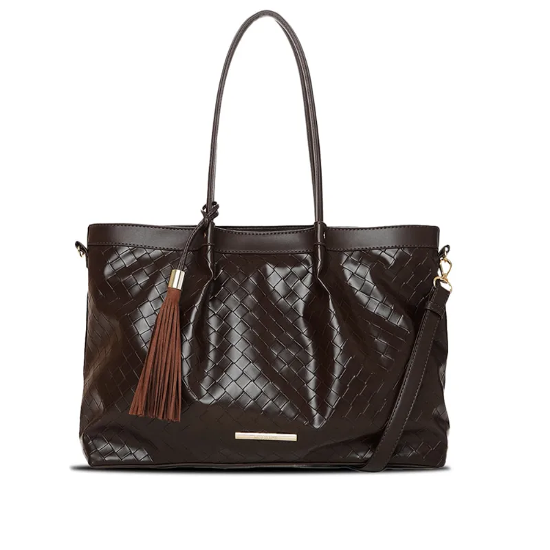 Bolsa Feminina Rafitthy Tiracolo Grande Texturizada Marrom - U