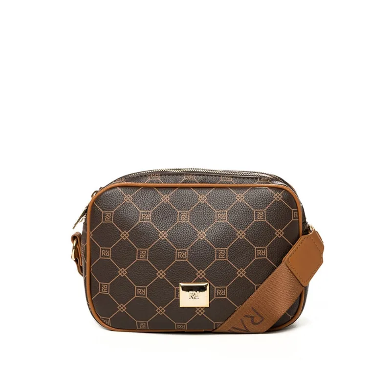Bolsa Feminina Rafitthy Pequena Transversal Monograma Marrom - U