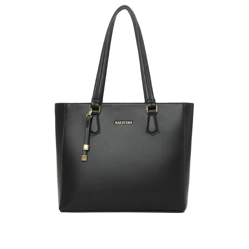 Bolsa Feminina Rafitthy Tote Clássica Adereço Média Preta - U