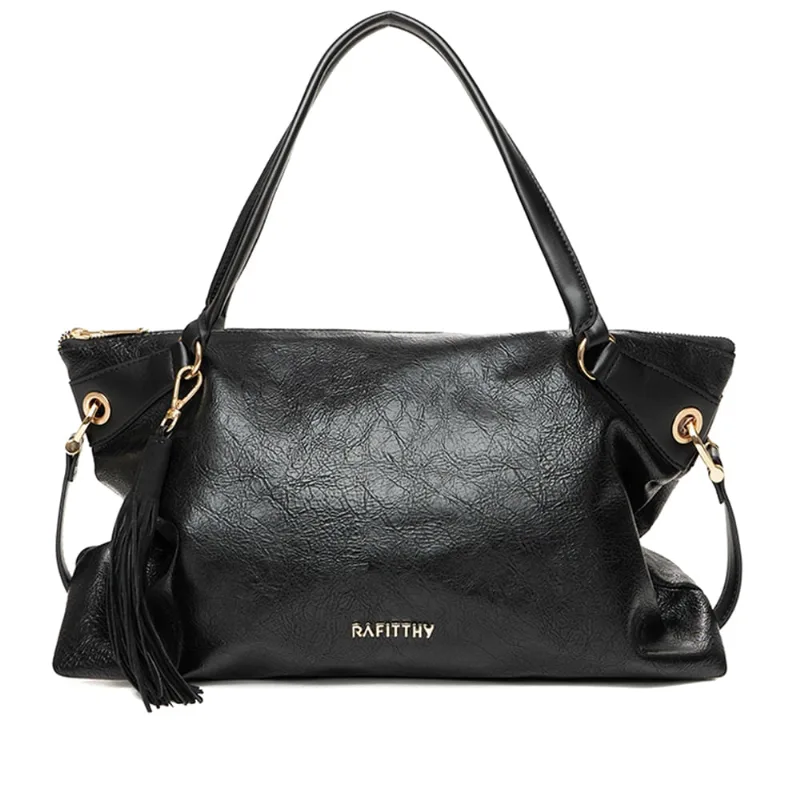 Bolsa Feminina Rafitthy Texturizada Tiracolo Média Preta - U
