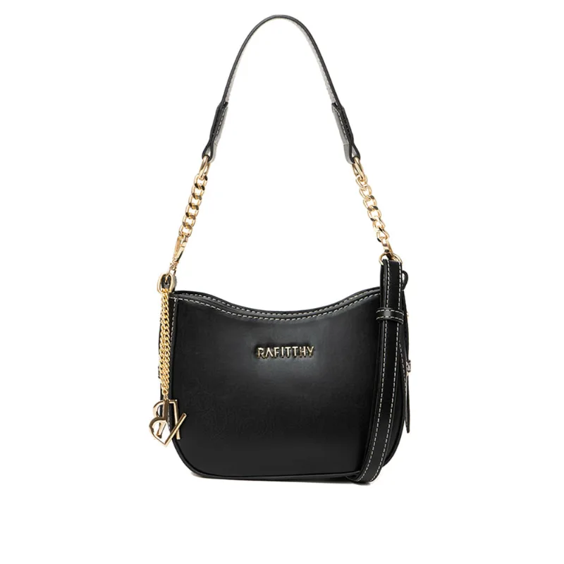 Bolsa Feminina Rafitthy Baguete Costura Pequena Preto - U