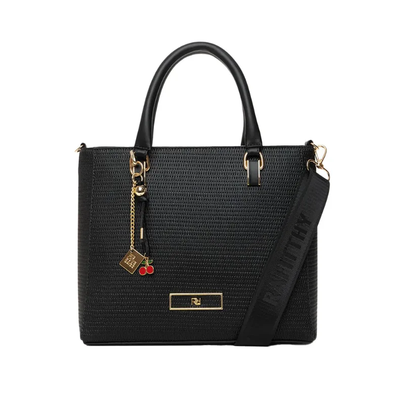 Bolsa Feminina Rafitthy Tote Napa Texturizada Média Preta - U