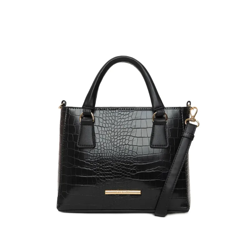 Bolsa Feminina Rafitthy Tote Croco Pequena Preto - U