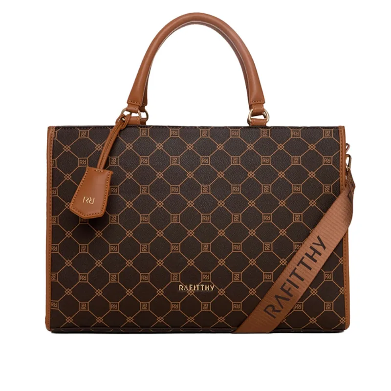 Bolsa Feminina Rafitthy Tiracolo Grande Monograma Marrom - U