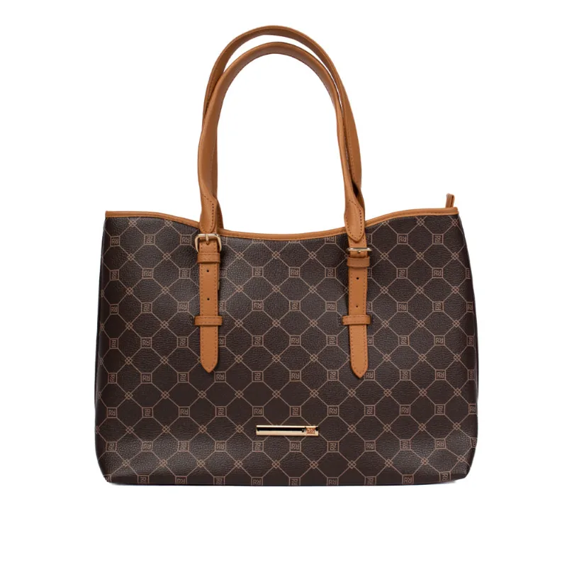 Bolsa Feminina Rafitthy Tiracolo Monogramas Grande Marrom - U