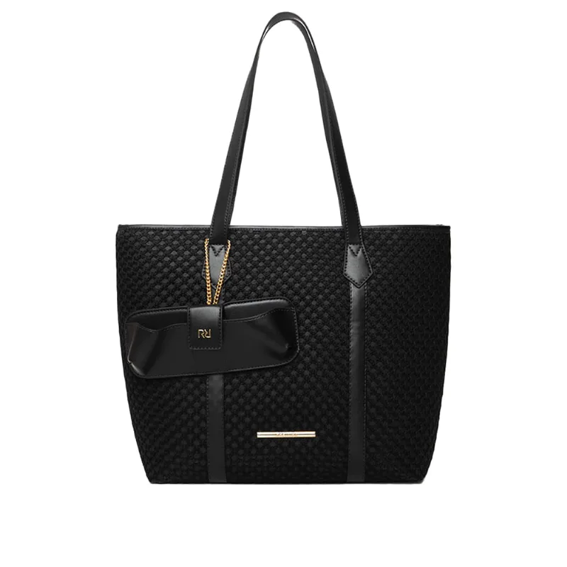 Bolsa Feminina Rafitthy Tiracolo Trançada Grande Preta - U