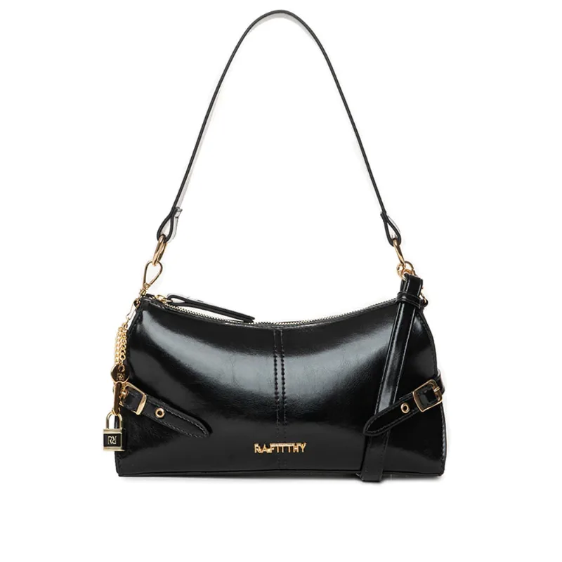 Bolsa Feminina Rafitthy Baguete Fivelas Média Preta - U