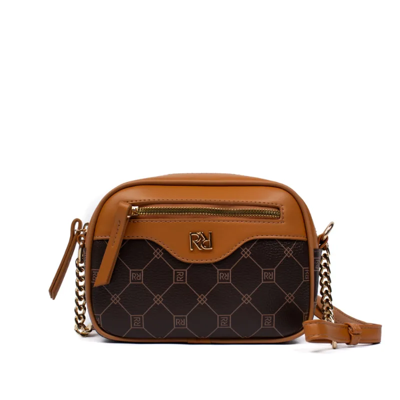 Mini Bolsa Feminina Rafitthy Transversal Monograma Caramelo - U