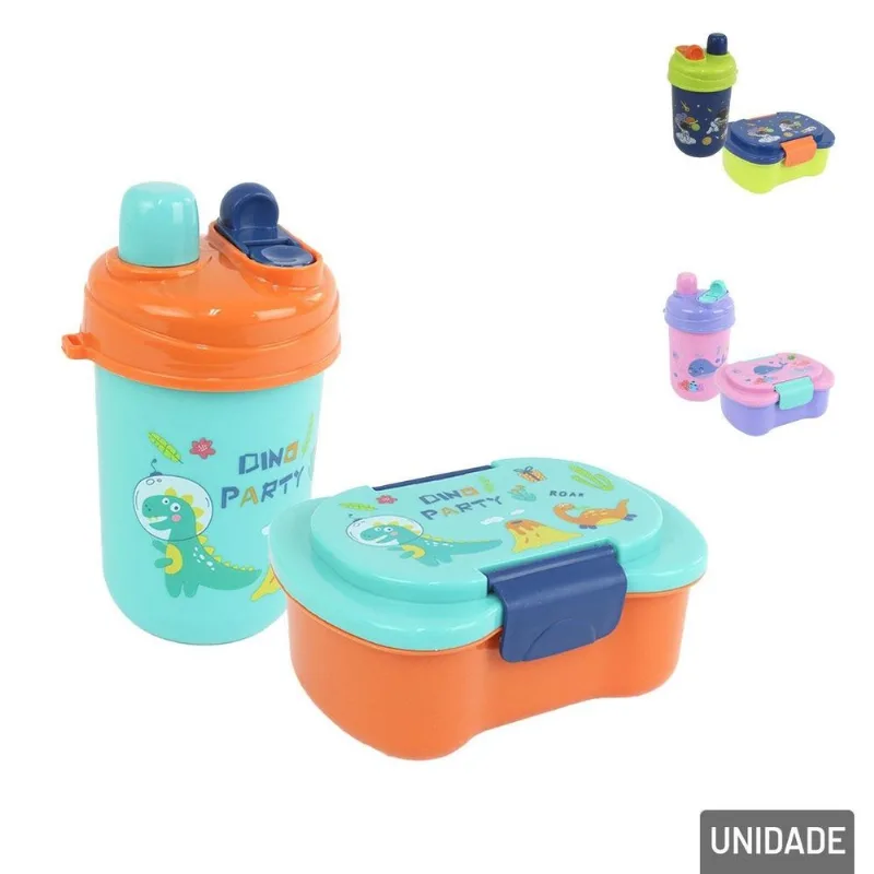 Marmita Infantil 3 Peças Garrafa 600ml - Tudo Em Caixa
