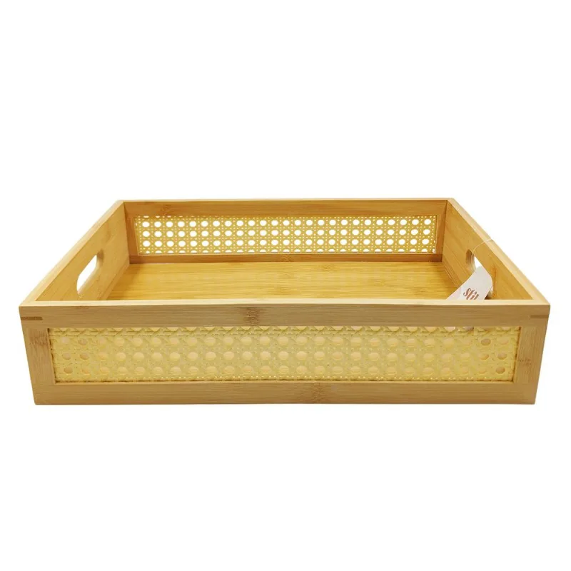 Bandeja Retangular C/ Alça 40x28cm em Bambu FWB