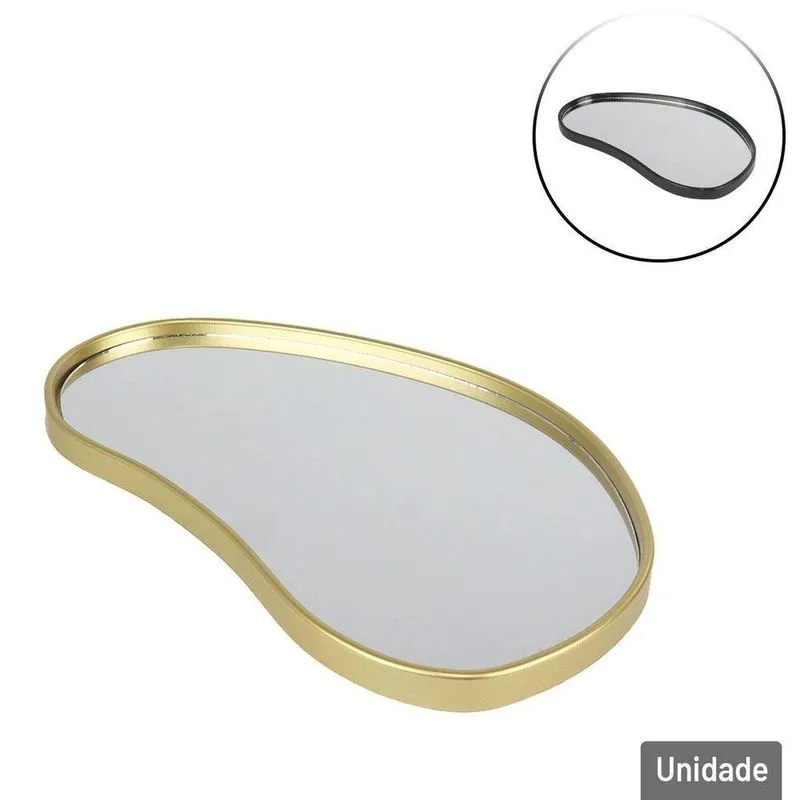 Bandeja Decorativa Plástica 29cm Com Espelho - Tudo Em Caixa