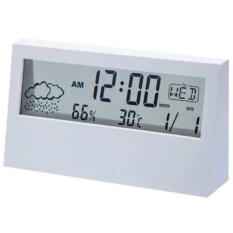 Relógio de Mesa Digital 13,2x7,3cm em Plástico FWB-Branco