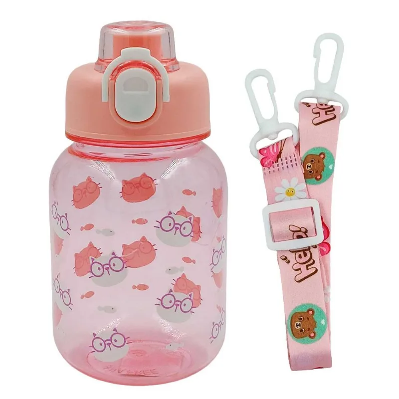 Garrafa Infantil C/ Alça 600ml em Plástico FWB-Rosa