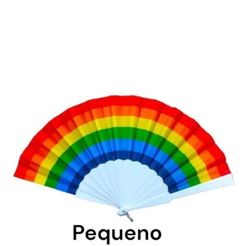 Leque De Plástico Arco-Iris Pequeno Color
