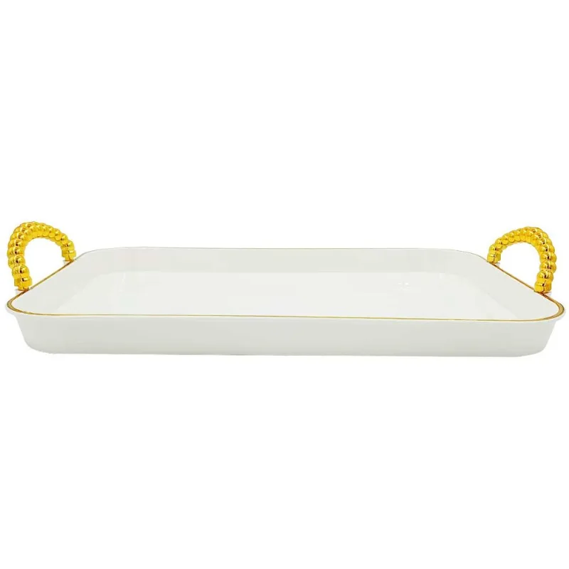 Bandeja Retangular C/ Alça 26x37,5cm em Plástico FWB-Dourado