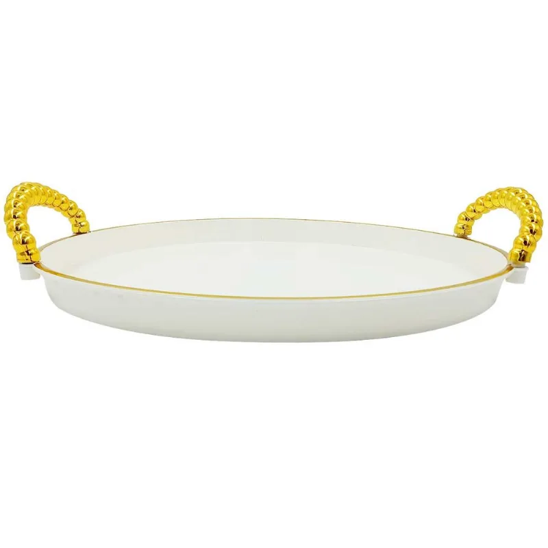 Bandeja Redonda C/ Alça 27,5cm em Plástico FWB-Dourado