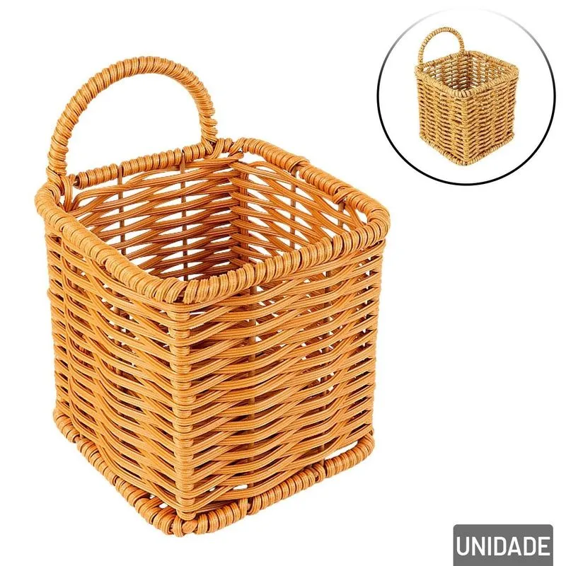 Porta Talher De Plástico 10cm Retangular Trançado - Tudo Em Caixa