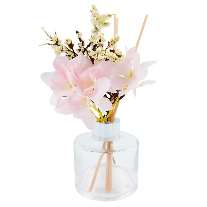 Frasco P/ Difusor C/ Flor 130ml em Vidro FWB-Rosa