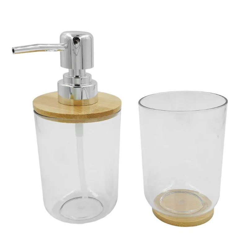 Kit Banheiro C/ Bambu 2 Peças em Plástico FWB-Transparente