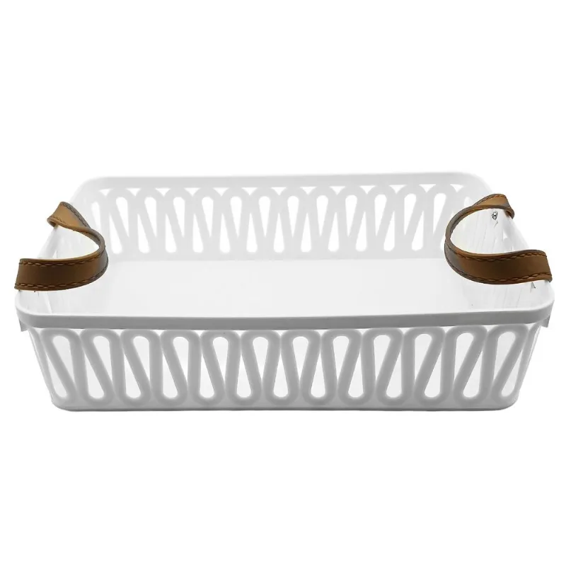 Cesto Organizador C/ Alça 33x22,5cm em Plástico FWB-Branco