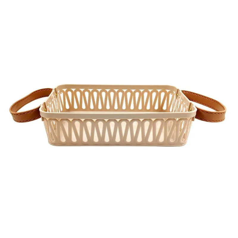 Cesto Organizador C/ Alça 26x18cm em Plástico FWB-Bege