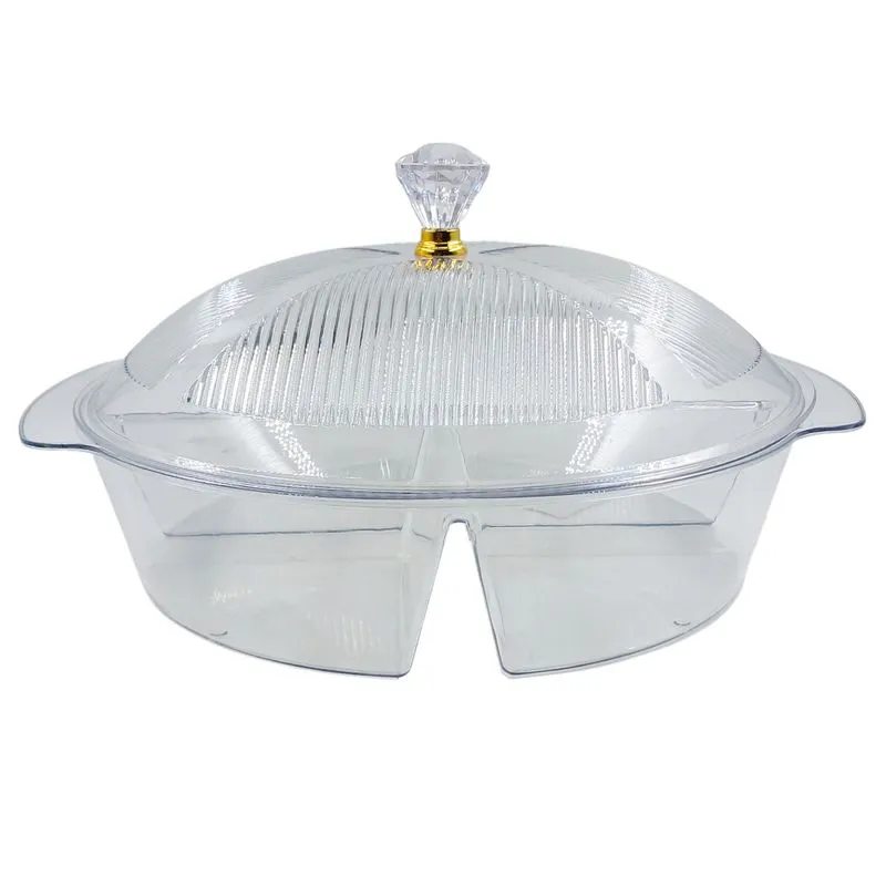 Petisqueira C/ Tampa 4 Divisórias 25x25x14 em Plástico FWB
