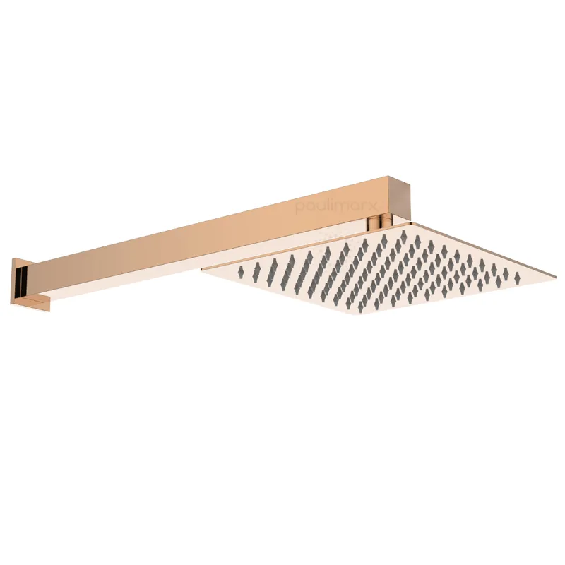 Ducha Chuveiro 20x20 Slim Gás Solar Rose-gold Luxo Metal Pmx