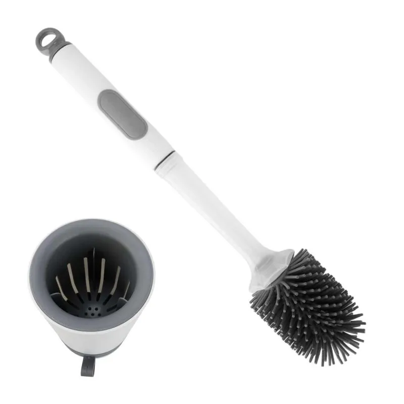 Escova Para Vaso Sanitário De Silicone Com Dispenser