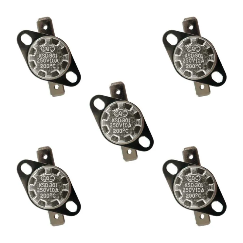 5x Termostato Cerâmica Ksd301 200 Graus 10a 250v N/ Fechado