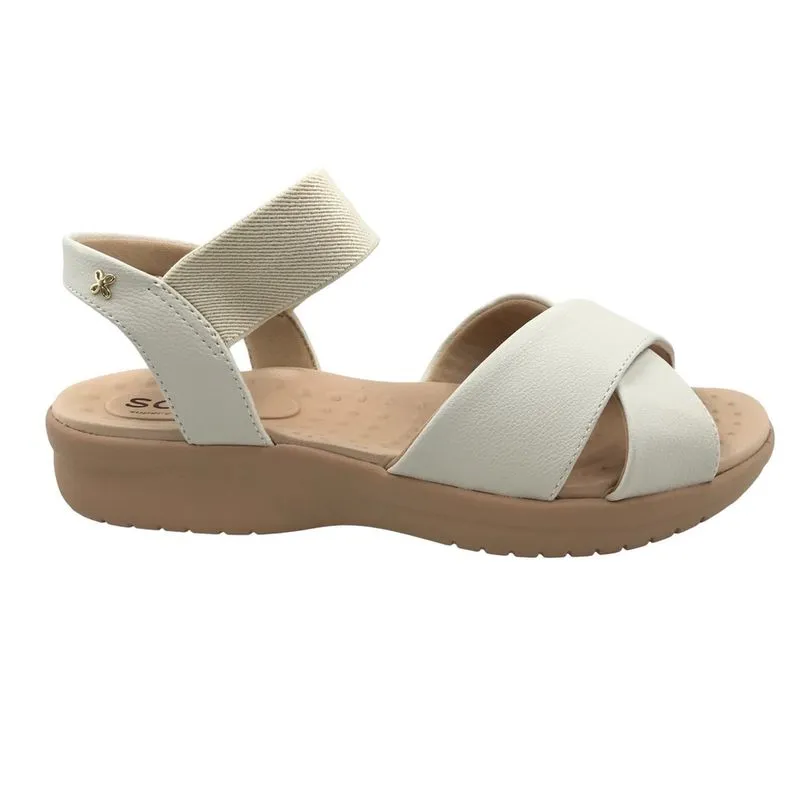 Sandália Softli Anabela Calce Fácil Off White 1000910102