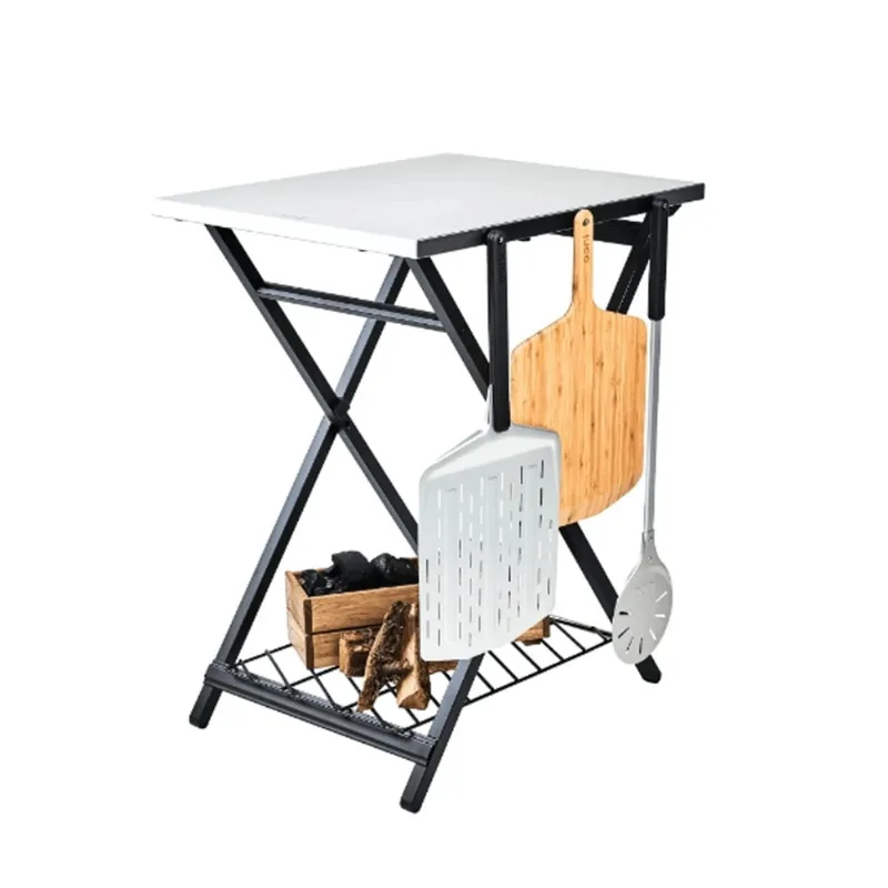MESA RETRATIL OONI 90CM COM PRATELEIRA AJUSTAVEL EM AÇO INOX UU-P1F400