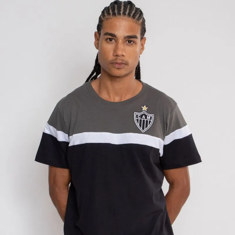Camiseta Atlético Mineiro Oficial Algodão Escudo Bordado Surf Center GG / Chumbo