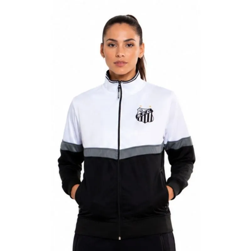 Jaqueta Feminina Esportiva Santos Com Zíper Surf Center GG / Preto Branco