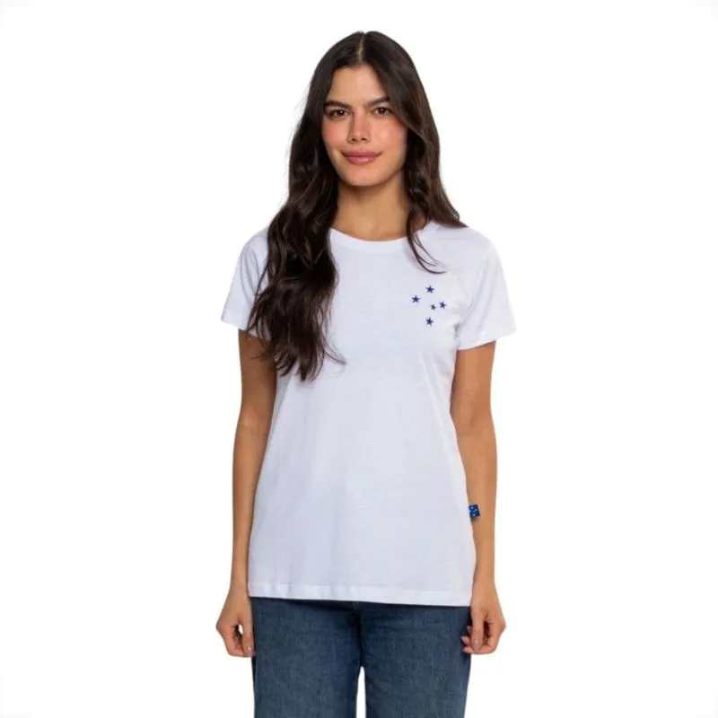 Camiseta Feminina Futebol Cruzeiro Classic Algodão Surf Center M / Branco
