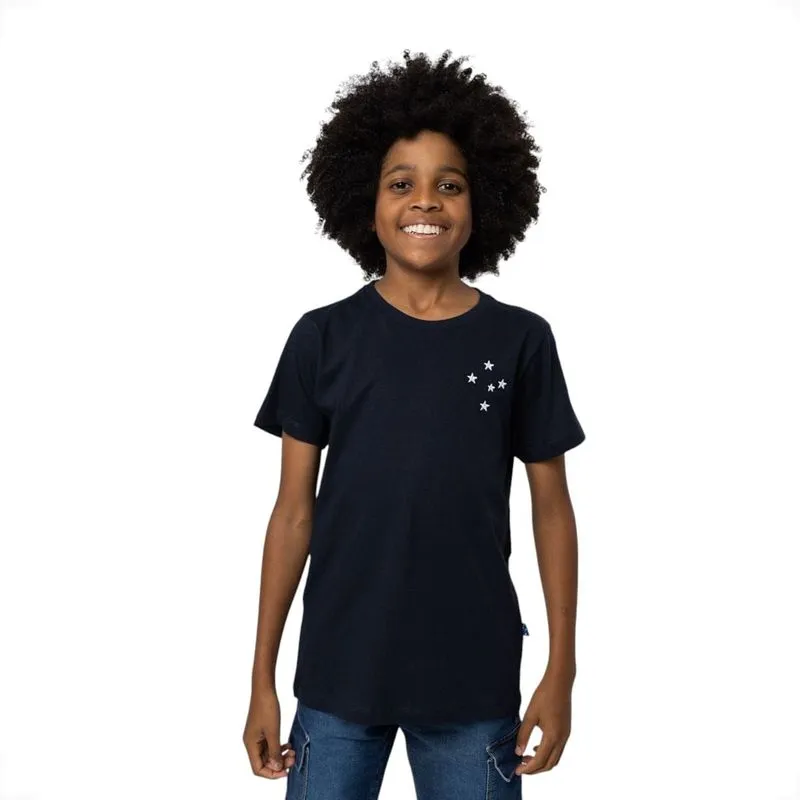 Camiseta Esportiva Cruzeiro Juvenil Logo Bordado Surf Center 12 / Azul Royal