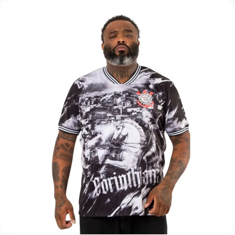 Camiseta Corinthians Masculina Oficial Surf Center 56 / Preto/Branco