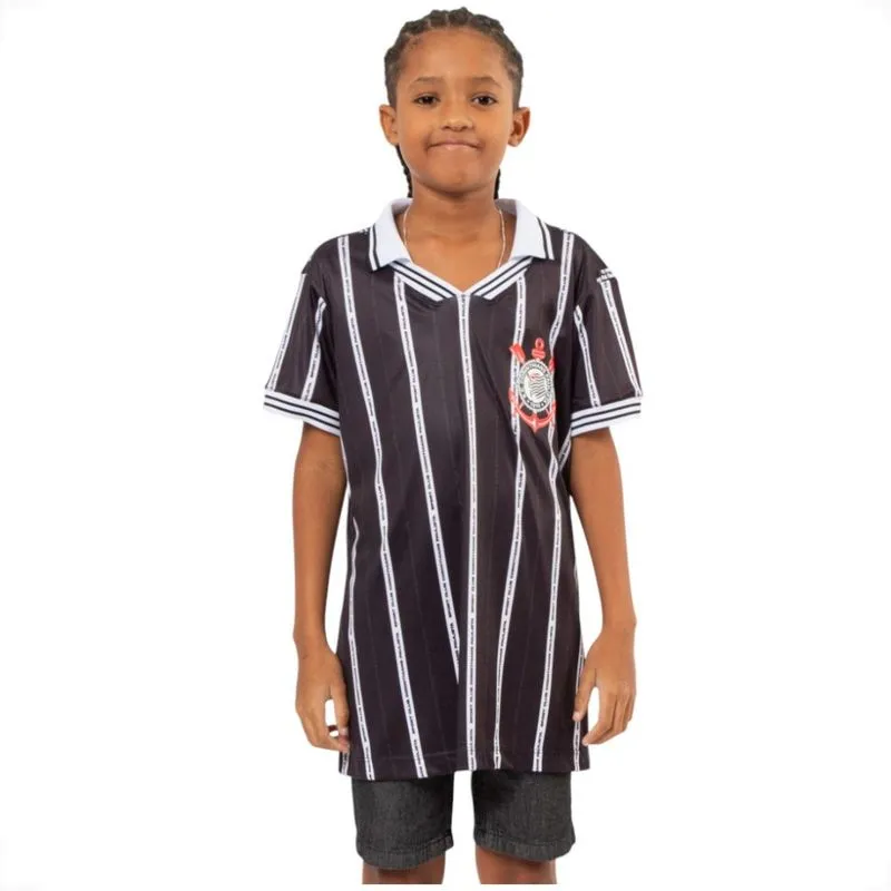 Camiseta Corinthians Juvenil Esportiva Sublimado Surf Center 16 / Preto