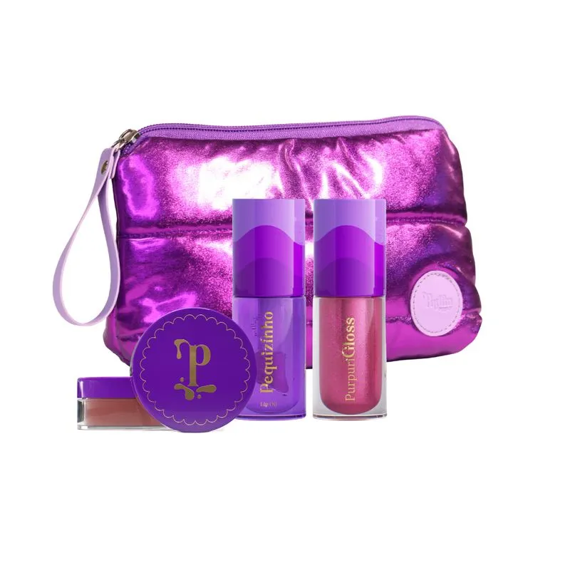 Pudim Beauty - Kit Bolush Blush COCADA + Lip Oil PEQUIZINHO + Gloss ARRASEI + Brinde Necessarie
