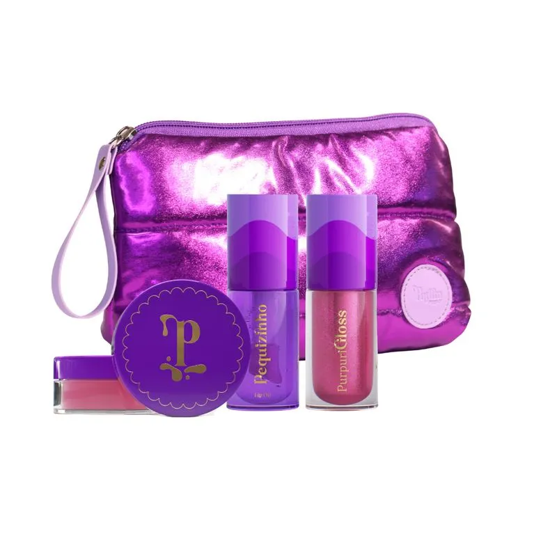 Pudim Beauty -Kit Bolush Blush ALGODÃO DOCE + Lip Oil PEQUIZINHO + Gloss ARRASEI +Brinde Necessarie