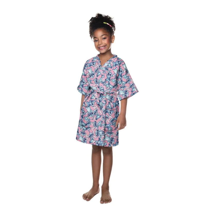 Roupão Aveludado Infantil Quimono Estampado Stitch
